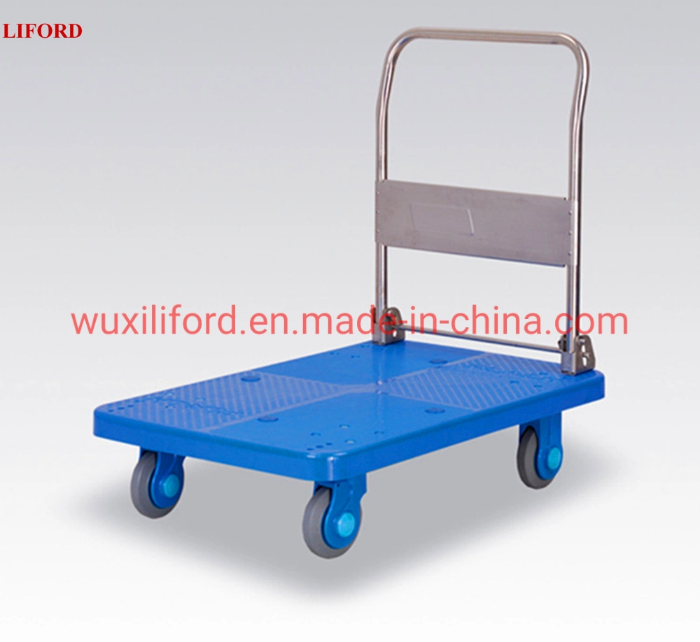 150kg 300kg Plastic Folding Platform Hand Trolley with 4-Wheel