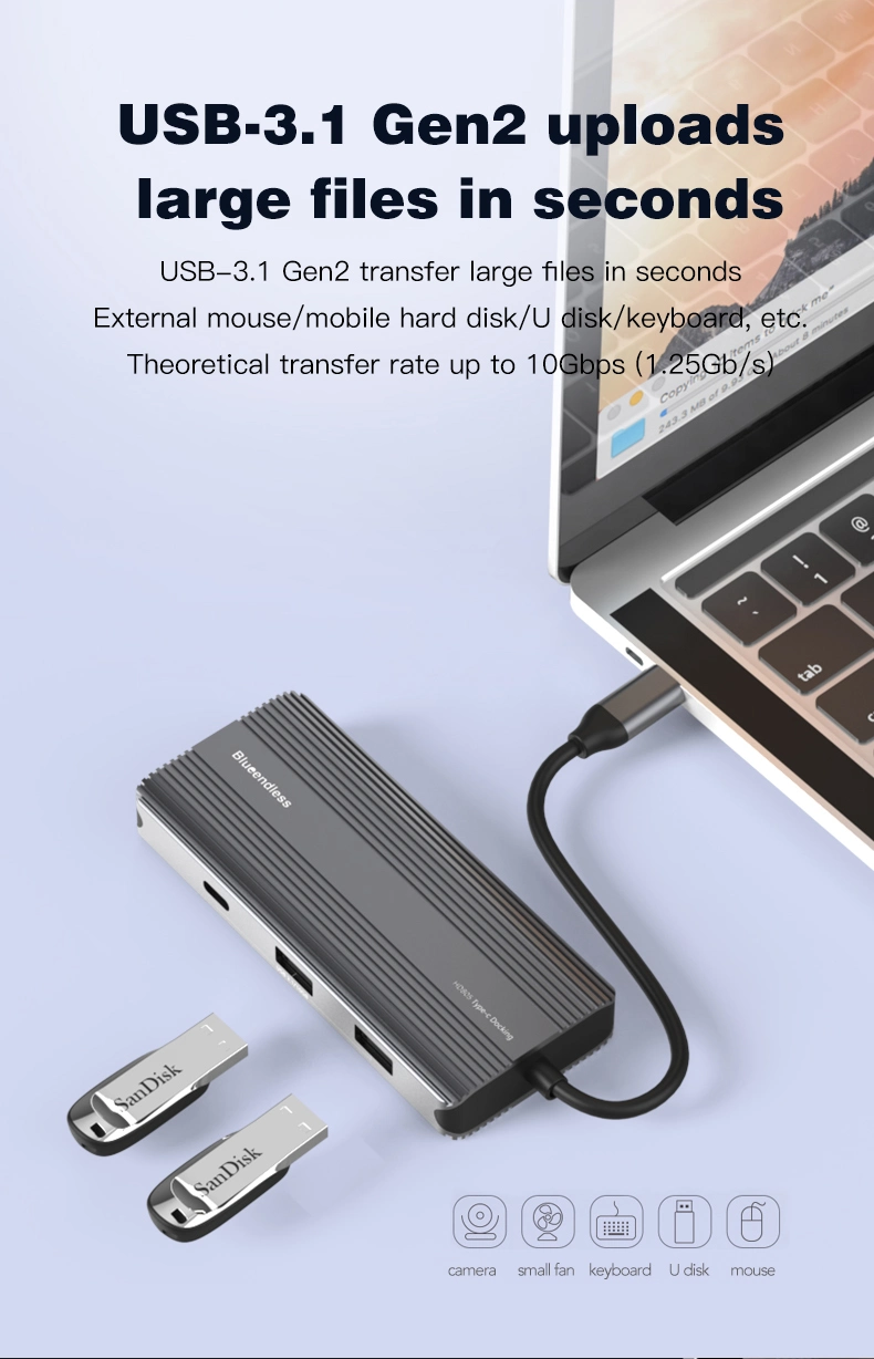 USB-C Hub Compact and Versatile Hub with 8 Ports