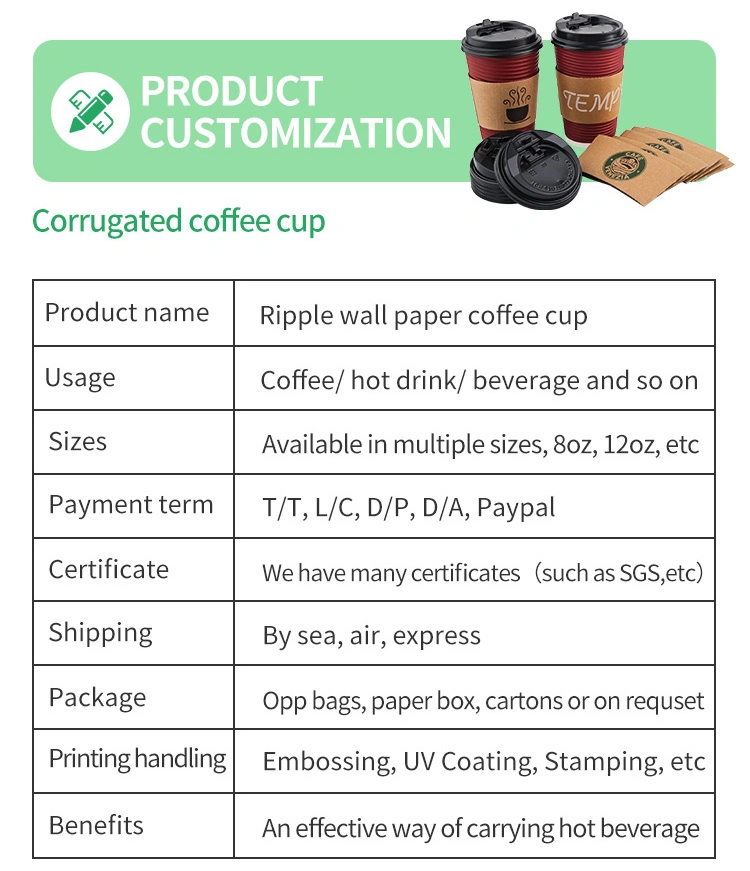 Wholesale Customization 8oz 12oz 16oz 24oz Hot Drinks Biodegradable Disposable Custom Printer Logo Coffee Double Wall Paper Cups Set with Lids