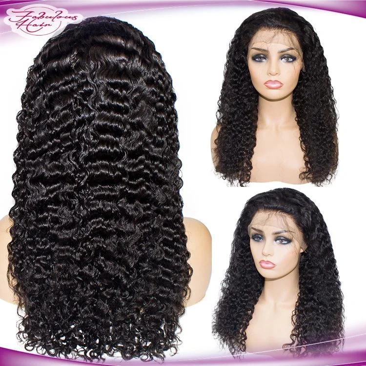 Factory Price 100% Virgin Peruvian Human Hair Water Wave Lace Front Wigs