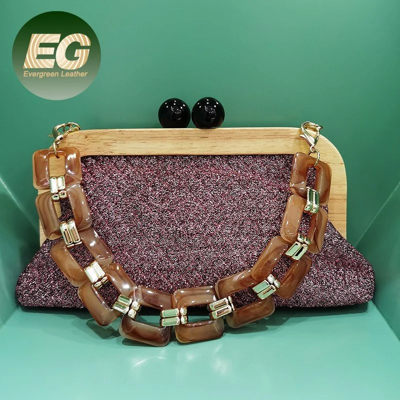 Eb1576 Bridal Wedding Party Chain Bride Custom Bags for Women Luxury Designer New Ladies Evening Fancy Wooden Clutch Bag
