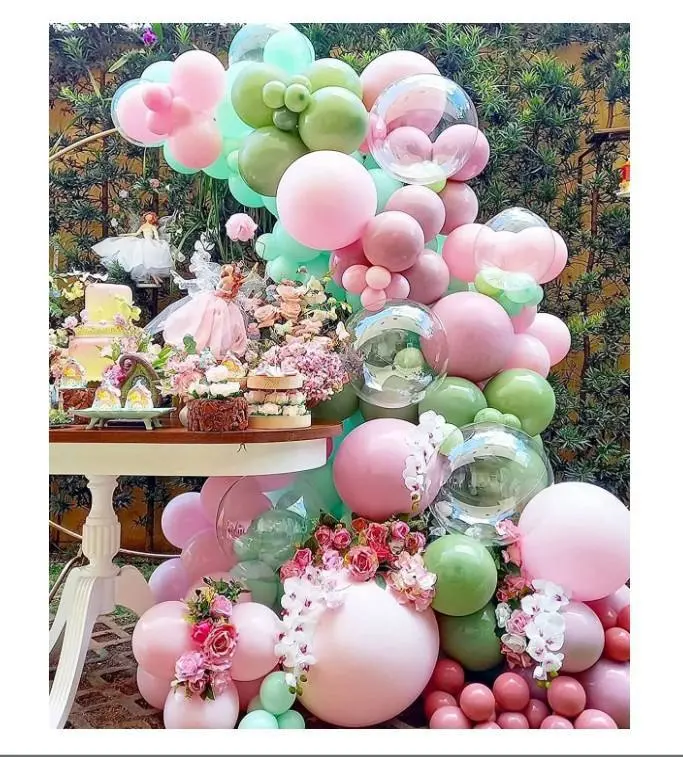 Kit d'arche de ballons vert olive et rose en gros, guirlande de ballons en latex macaron arc-en-ciel, jouets gonflables pour enfants, ballon pour mariage et fête.