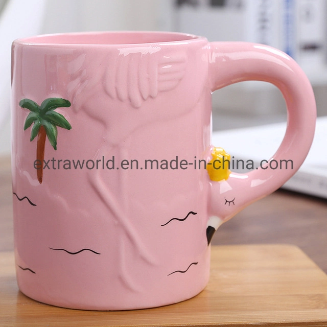 Lindo Pink Flamingo de cerámica Taza de Café Taza de Café copa de leche animal divertido regalo tazas de boda