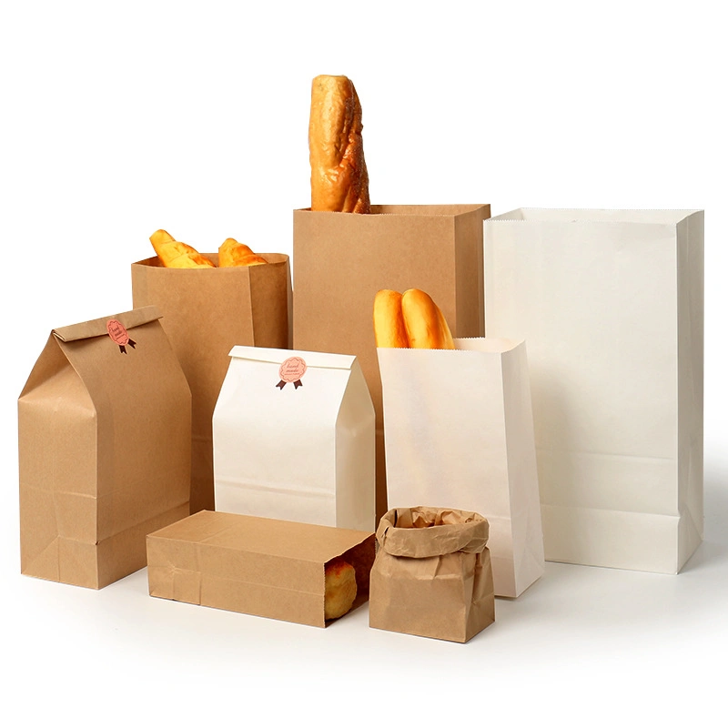 Factory Recycled Kraft Fast Food Bread Hamburg Sandwich Disposable Paper Bag