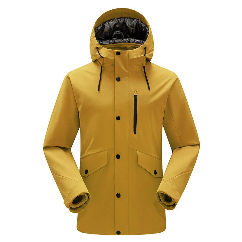 Custom Hooded Full Zipper Hiking Moutain 3 in 1 Waterproof Jacket Line with Fleece for Men and Women