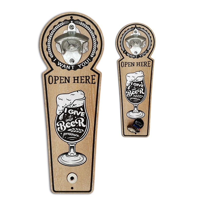 Wholesale/Supplier Promotion Gift Set Custom Beer Bar Metal Wall Mount Wood Bottle Opener