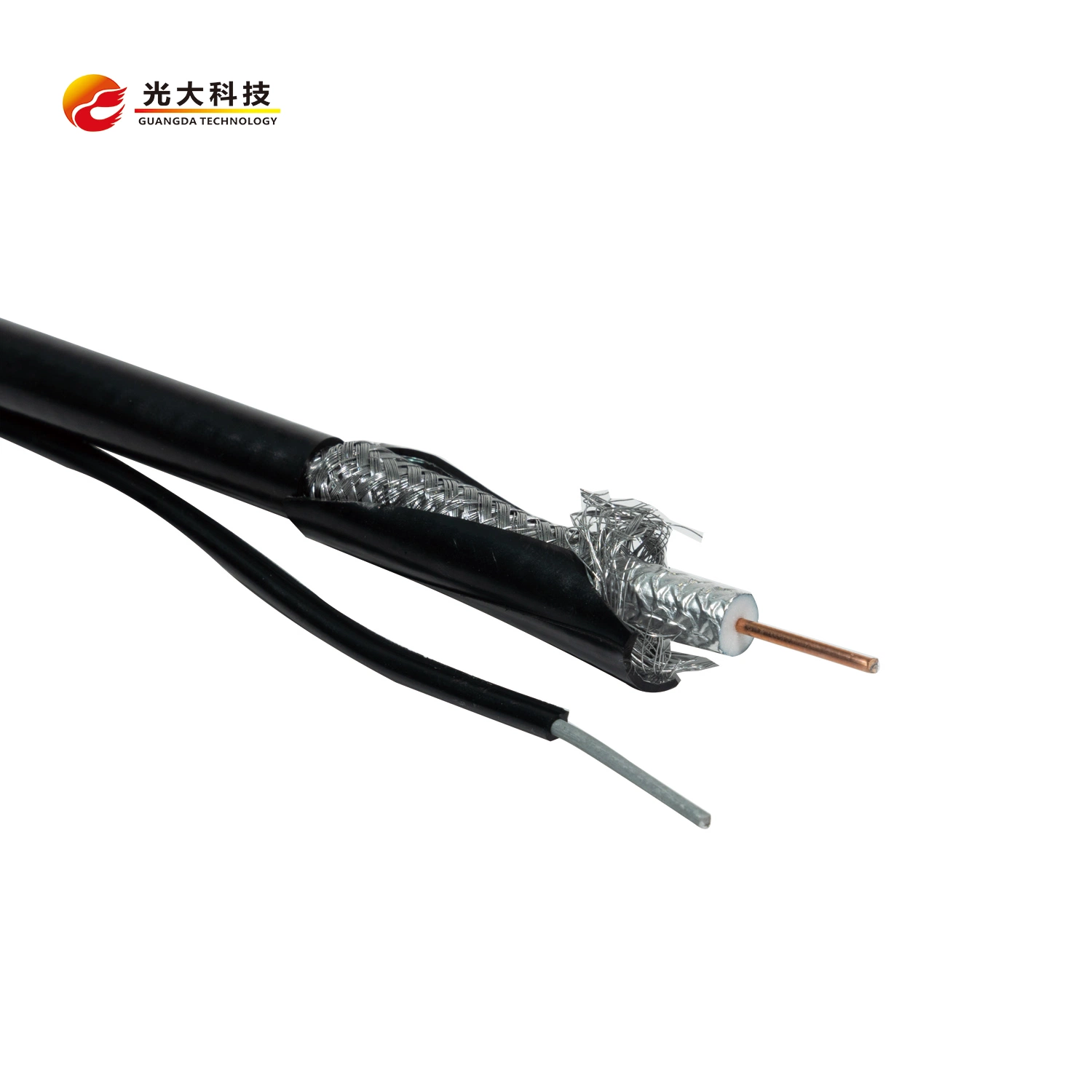 RG6 5m Rg6 59 Rg58 مع كاميرا CCTV Power Rg59 2c كبل الاتصالات المحوري Siamese Coaxial Rg59 2DC 1000 قدمًا أبيض أسود