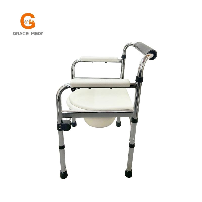 Portable Foldable White Bathroom Toilet Commode Potty Chair with ABS Cover