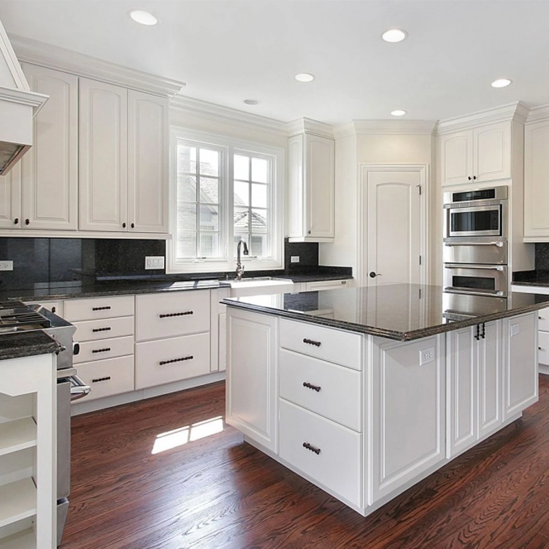 Cuisine américaine Meubles en bois massif Shaker porte armoire de cuisine pour Villa