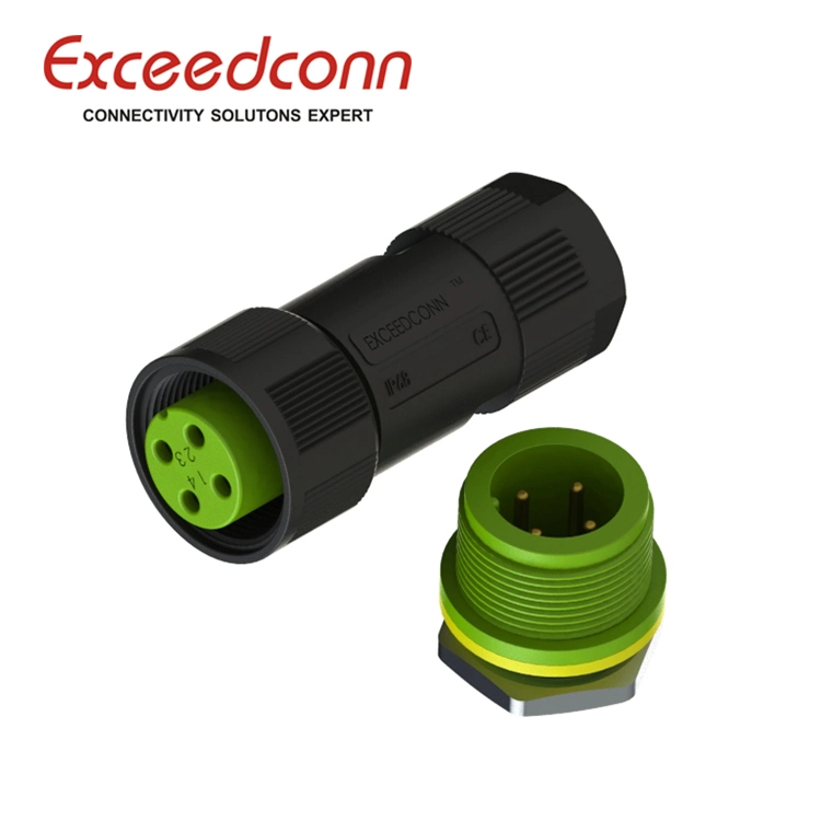 Ec04681 Exceedconn IP68 AC Outdoor Connector 4 Pins for Solar Inverter