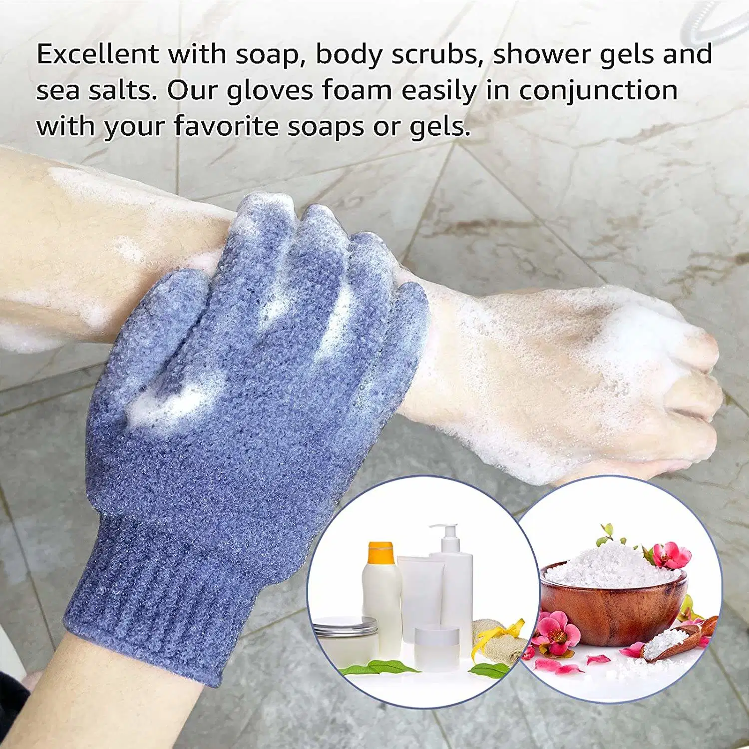 Corpo do removedor de pele morta Mitt com cinco dedos e logótipo personalizado Luvas esfoliantes corpo Sfoliator Scrubber Duche Silk Korean Exfoliating Gloves