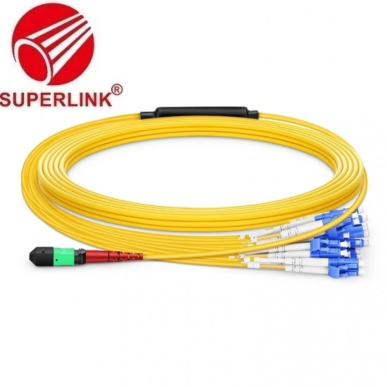 La coleta MPO 12 OS2 Elite de un único modo de puente de fibra óptica Cable Breakout Cable