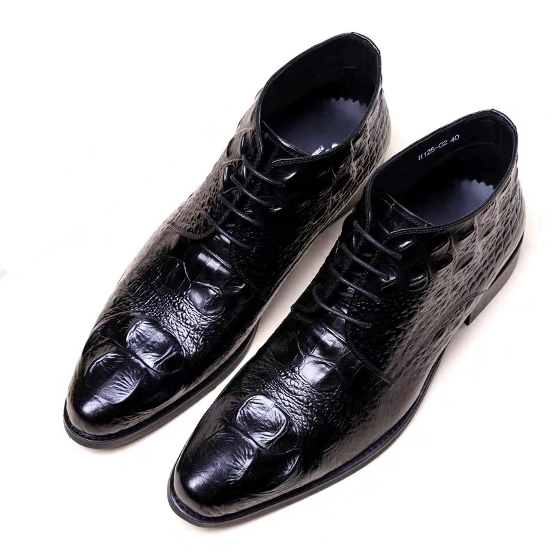 Men&prime; S Leather Shoe Lace up Dress Shoes Loafer Slip on Leather Crocodile Formal Classical Oxford Shoes Esg13991