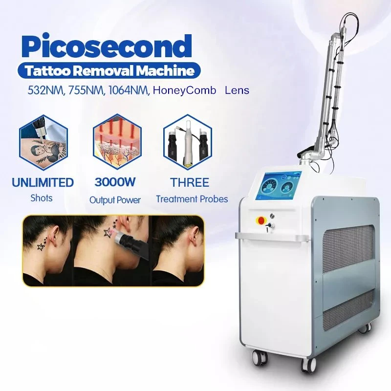 Picolaser Carbon Peeling 755 532 1064 Wellenlänge Option Tattoo Entfernen Picosekunde ND YAG Laser-Maschine Alle Farbe Tattoo Entfernung Pico Laser mit 532nm 755nm Honig