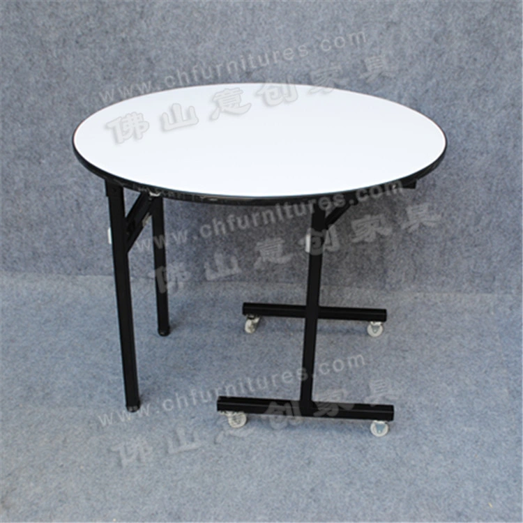 Modern Simple Hotel Small Household Sturdy Household Folding Roller Round Dining Table with Wheels