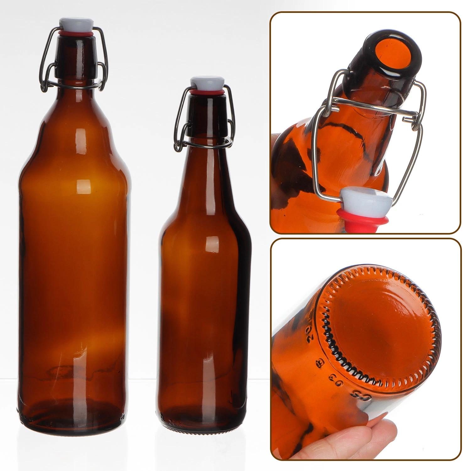 500ml Pop Swing Top Glass Beer Bottle with Airtight Rubber Seal Flip Caps