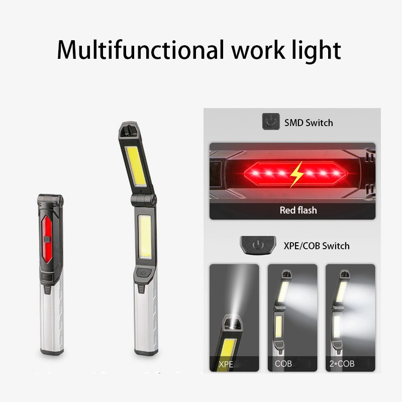 Portable Multifunctional Folding Strong Magnetic Hook COB Flashlight Inspection Light Work Lighting