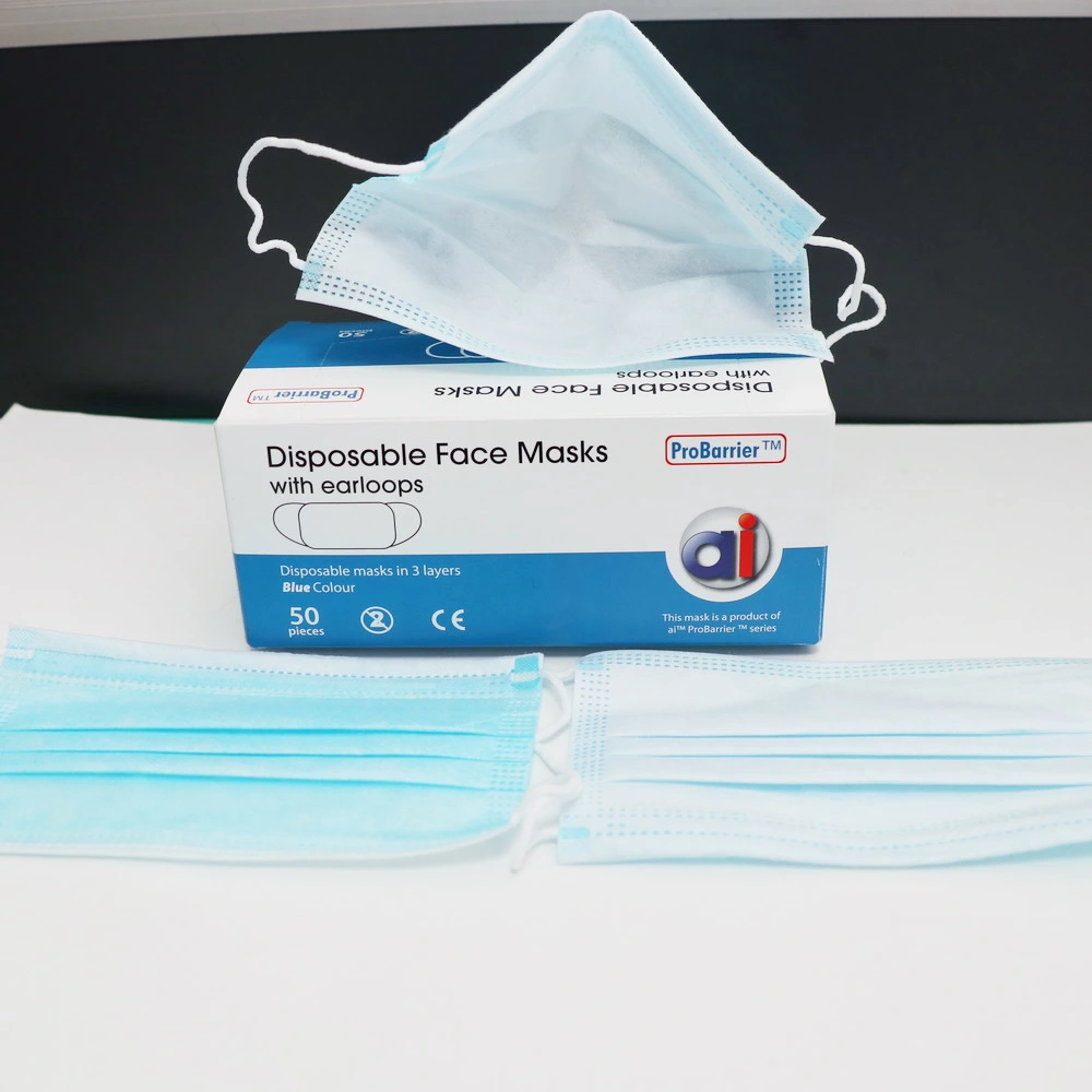 Facial Mask Blue Disposable Face Mask Wholesale/Supplier 3ply Ear Loop Non Woven Disposable Face Mask