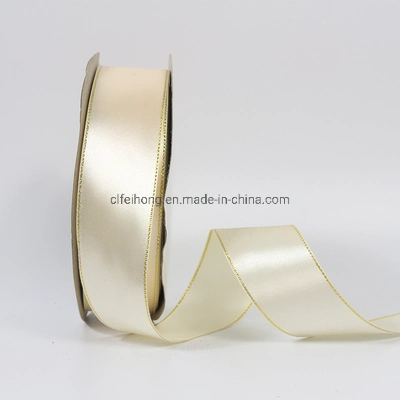 Satin Edge Organza Band mit Gold/Silber Linien für Hochzeit/Blumen/Weihnachten/Party Dekoration