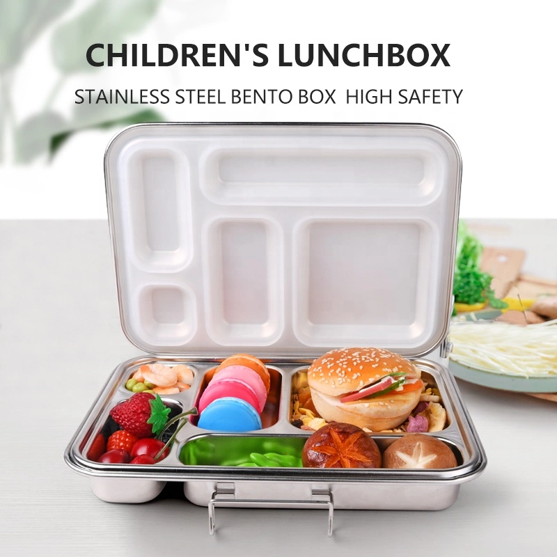 2023 Aohea SS304 Stainless Steel Bento 5 Compartment Lunch Boxes Duitable for Kids