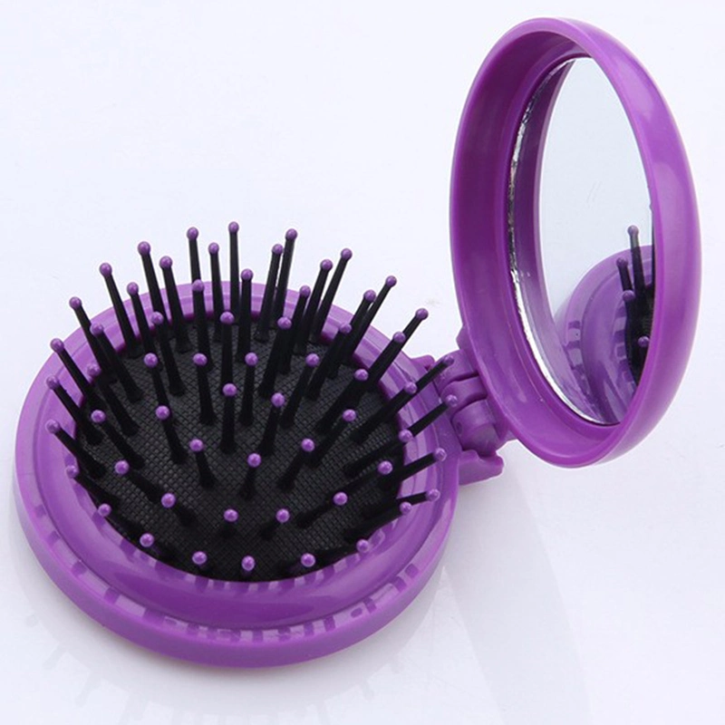 Mini peigne rond avec miroir de maquillage, cadeau promotionnel Peigne de voyage avec jeu de miroirs, peigne en plastique, de promotion Comb