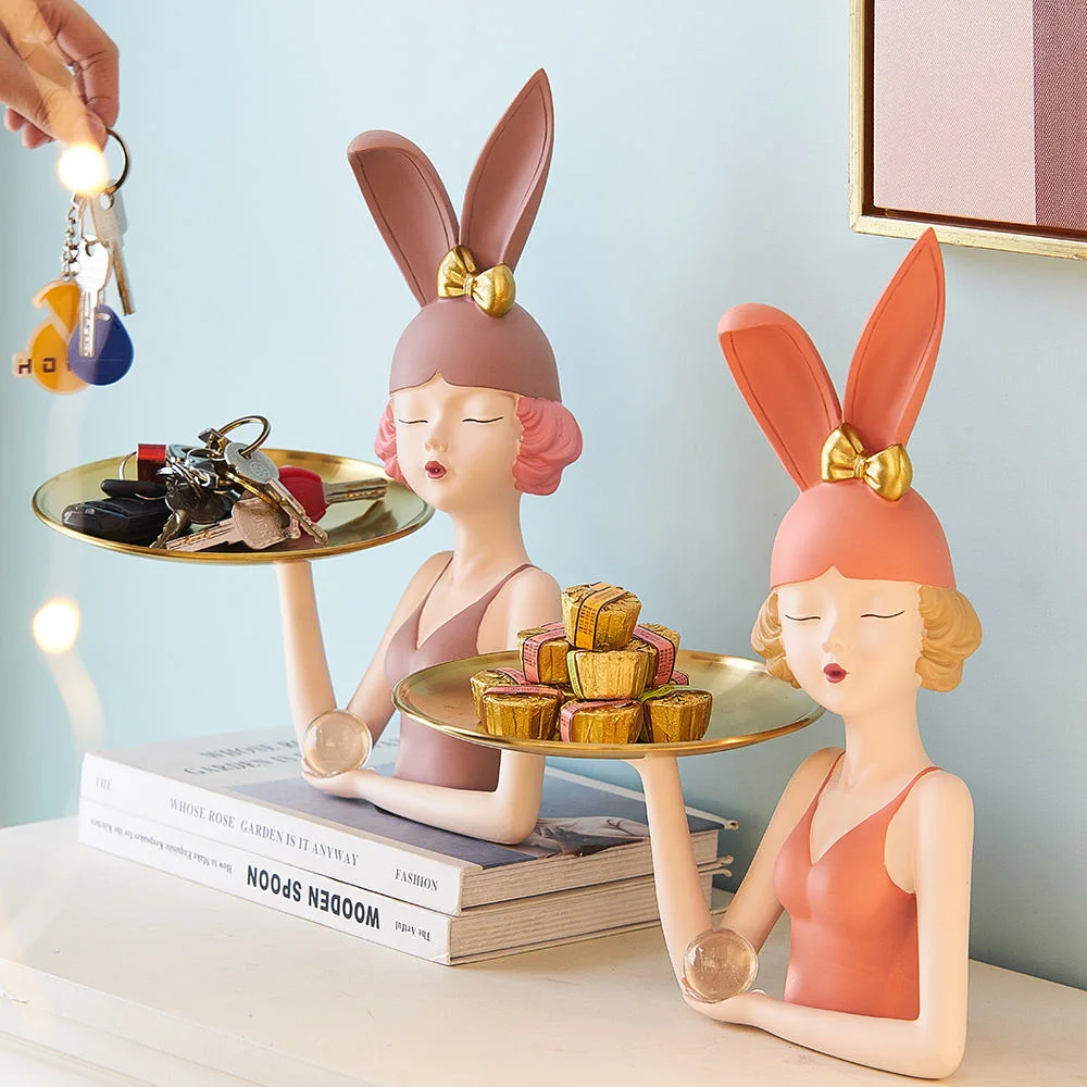 Nordic Harz Bunny Girl Kosmetische Aufbewahrungsablage Creative Home Desktop Dekoration