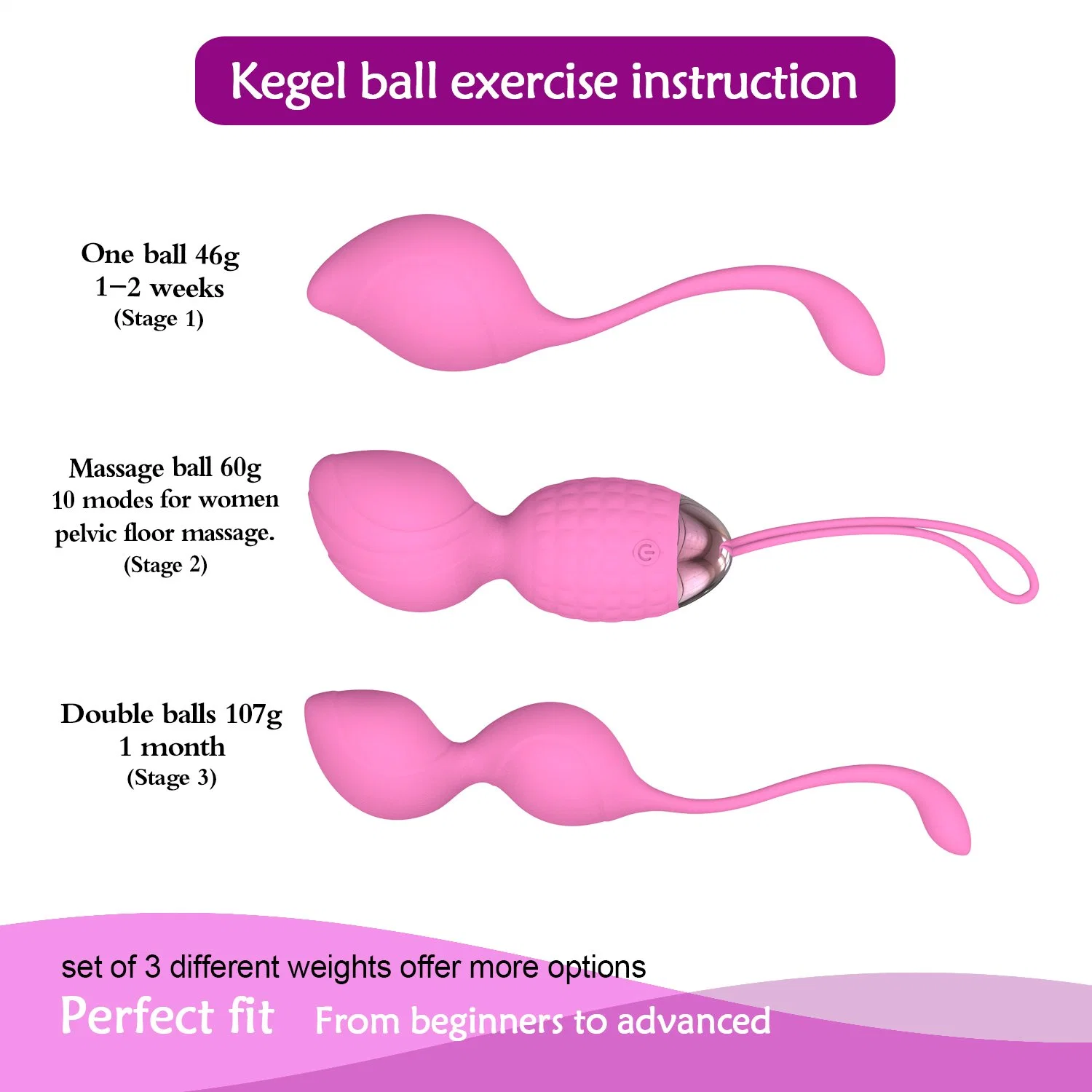 2 in 1 Kegel Exercise Weights Ben Wa Balls Sets Kegel Balls for Beginners & Tightening