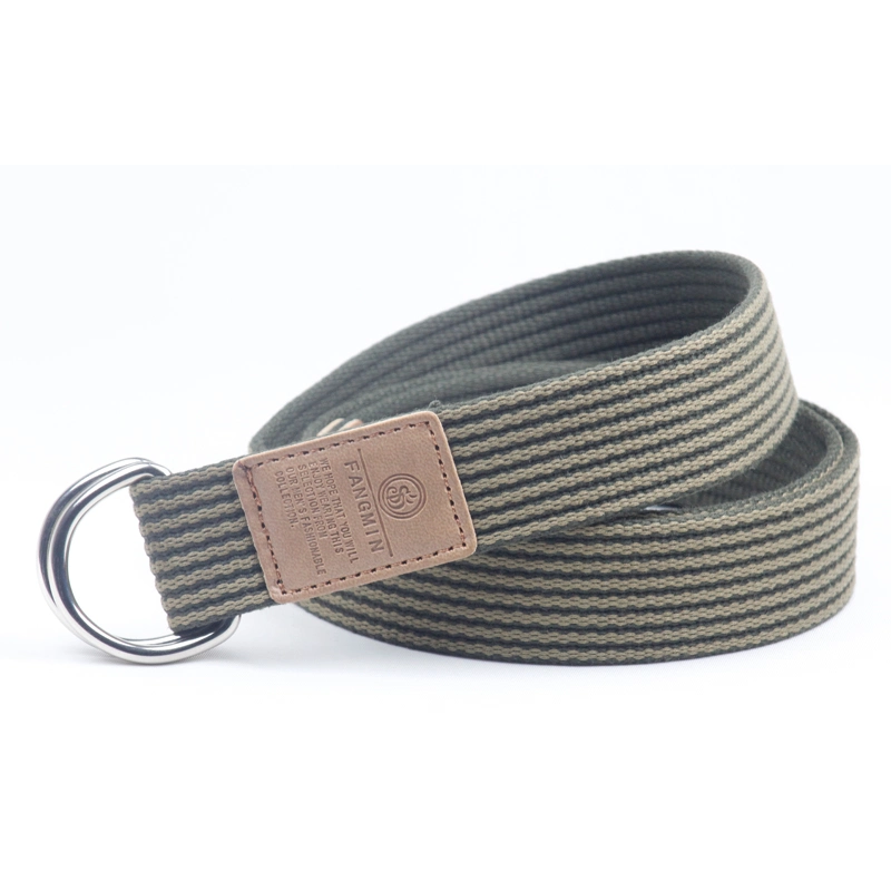 Custom Solid Color Black Double D-Ring Buckle Canvas Webbing Belt