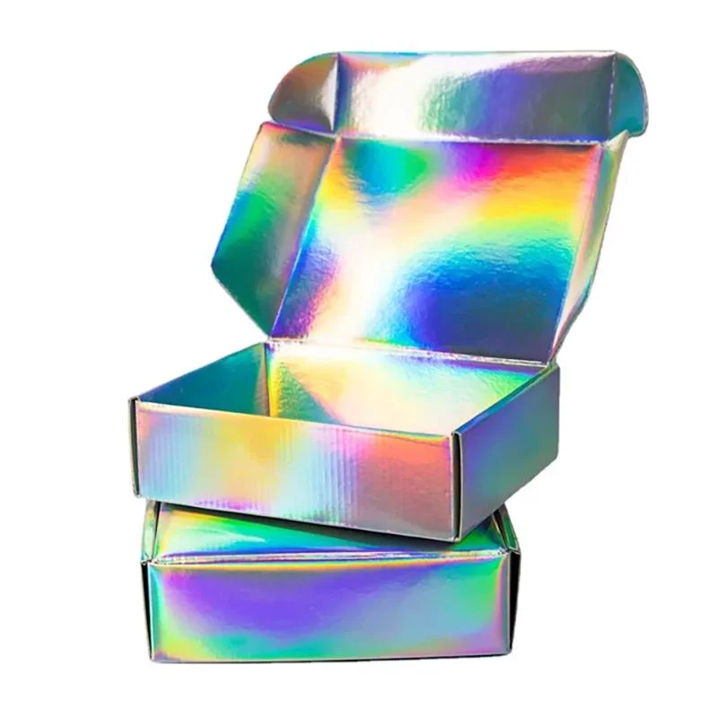 Custom Color Shipping Holographic papel cartón ropa cartón corrugado Embalaje Cajas de correo