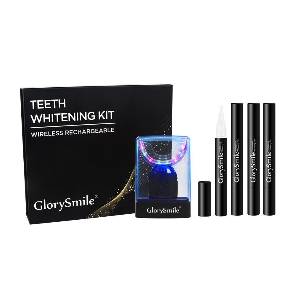 Dispositivo de blanqueamiento de dientes Glorysmile usa cordón de silicona Kit de blanqueamiento dental LED con cargador