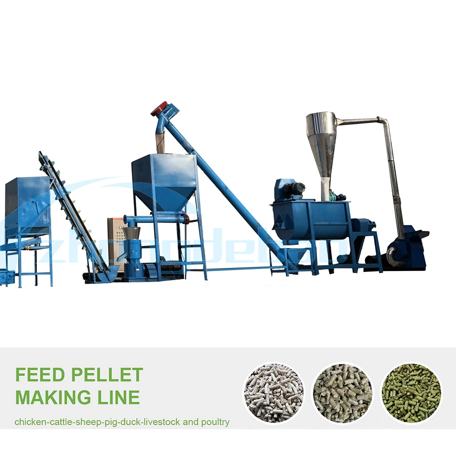 400 كجم/ساعة من أجهزة معالجة تغذية الحيوانات المسطّحة المعالجة البليت خط الإنتاج 300kg 500 kg 1T/H المزارع الصغيرة تستخدم الدواجن الحيوانية مطحنة مواش Feed Pellet
