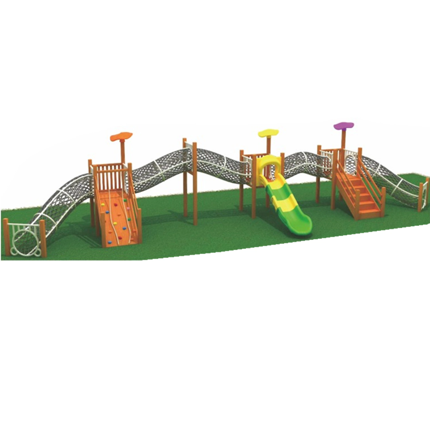 Park Landscape Outdoor Playground Equipment Wooden Slide Climbing Frame