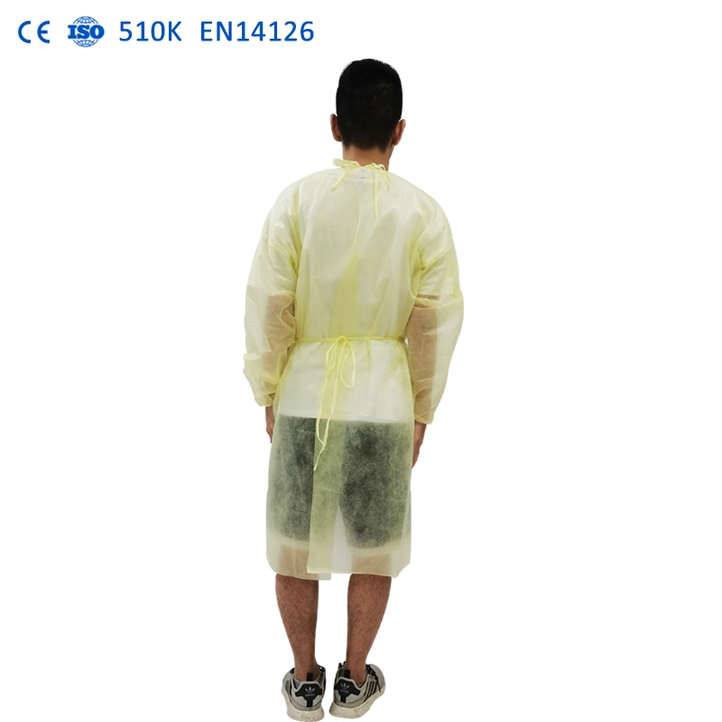 Non tissés jetables Coverall PP PE CPE SMS robe d'isolement de niveau 3 de l'AAMI 4 Vêtements de protection lavable jetables non stériles robe vêtements de travail