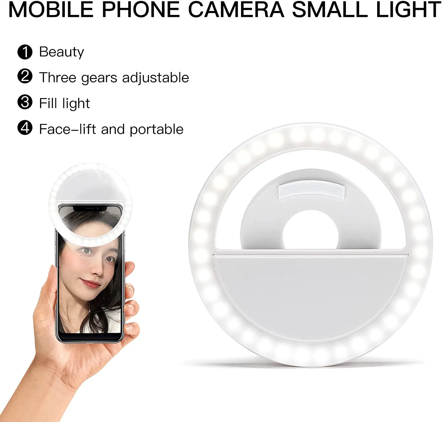 New Custom Rechargeable LED Camera Flash Mobile Cell Phone Selfie Ring Light