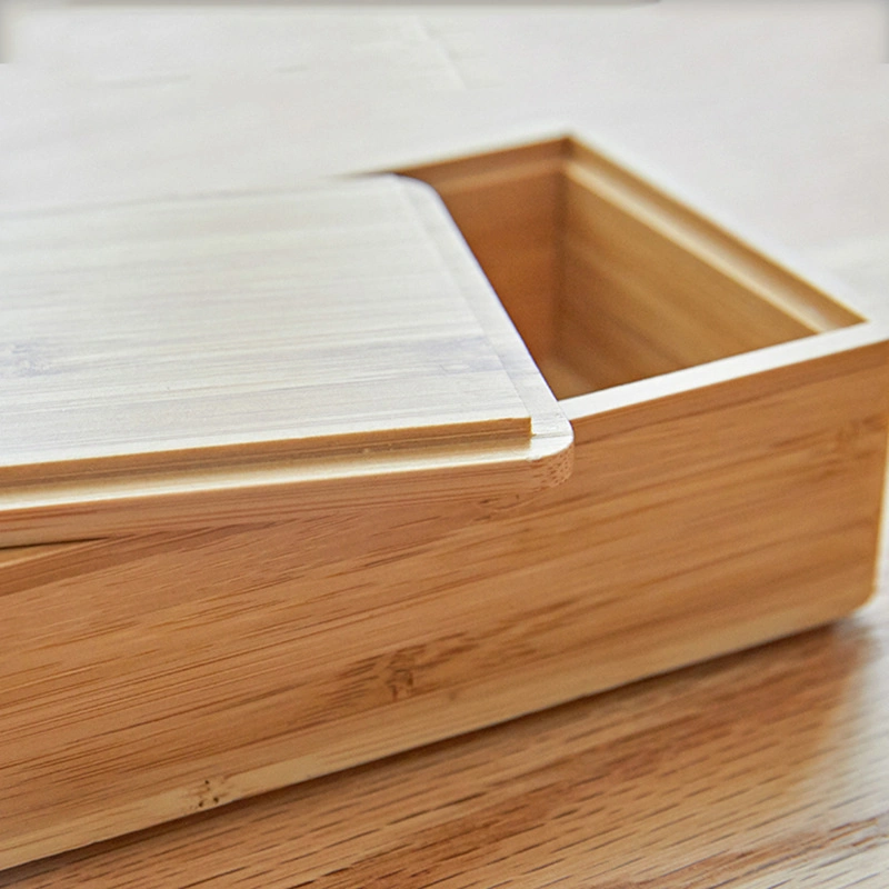 Bamboo Tableware almacenamiento Caja portaculos estuche lápiz con tapa
