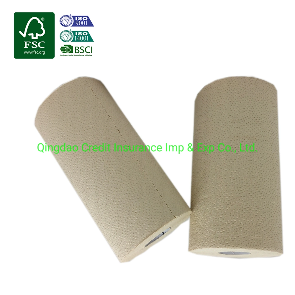 Fsc certificada BSCI Celulose de bambu natural cru papel de cozinha