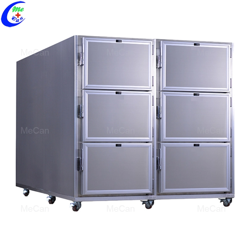 Equipamiento mortuorio cuerpo nevera congelador 6 cuerpos Refrigeradores de acero inoxidable