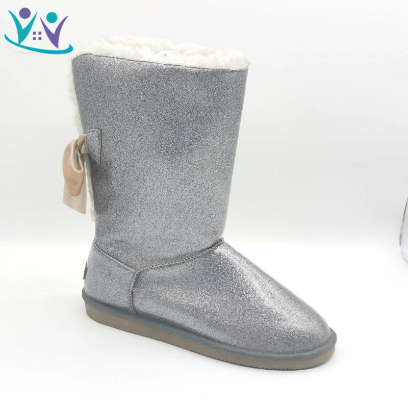 Sherpa Grey Soft Glitter Fashion Warm Snow Boots