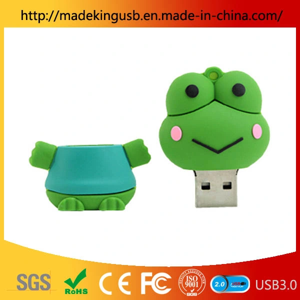 Commerce de gros Cartoon Frog Stick USB/petite grenouille caoutchouc mou USB Pen Drive