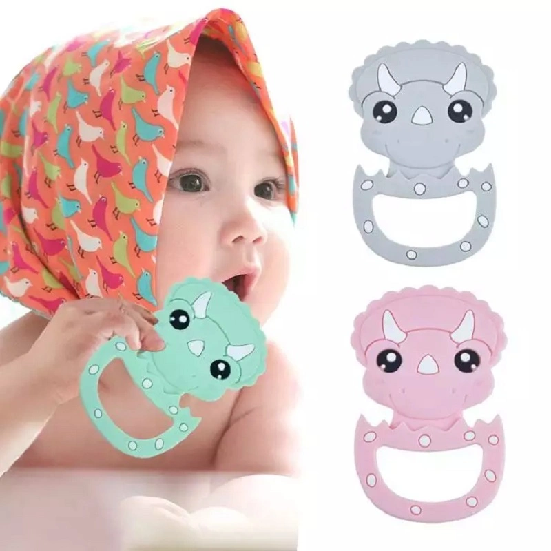 Cartoon Triceratops Kinder Kauspielzeug Safe Food Grade Silikon Baby Molaren