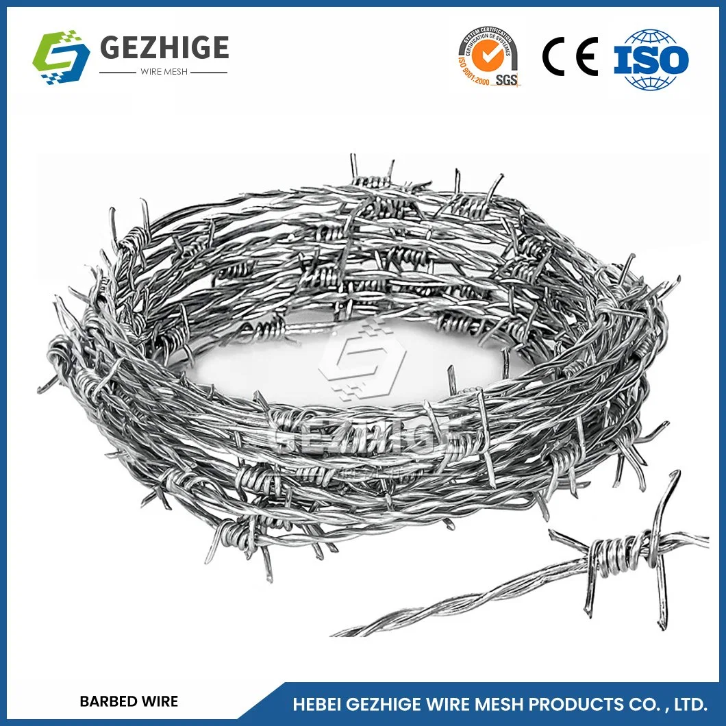 Gezhige 100m Barbed Wire Factory 65mm Barb Length 12 Swg Galvanized Barbed Wire China 8.1096 Stab Distance Chain Necklace Barbed Wire