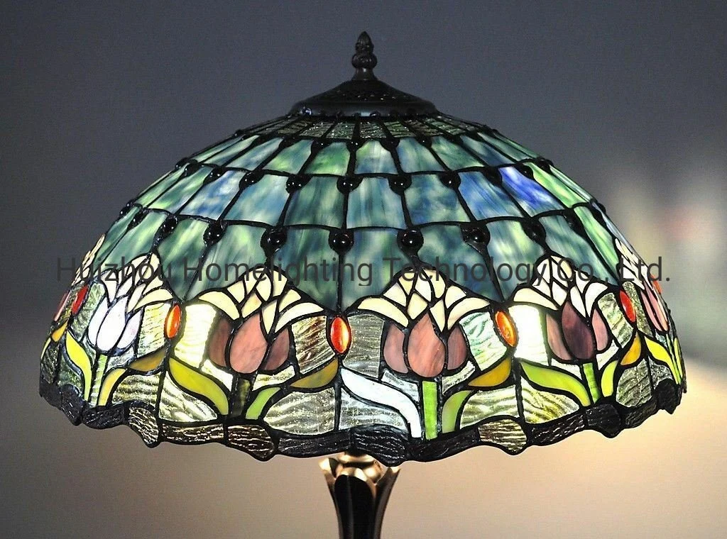 TFT-8023 Tiffany Antique Purple Stained Glass Table Lamp