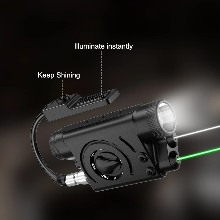 تقنية الليزر التكتيكية المزدوجة الرؤية الخضراء DOT الأشعة تحت الحمراء نطاق الليزر الصيد مصباح LED الوامض للتاكتيكية لقامضة البندقية