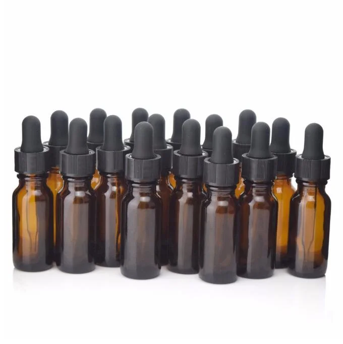 1/2oz New Empty Amber 15ml Glass Dropper Bottle with Glass Eye Droppers for Essential Oils Aromatherapy E Cigarette Liquid