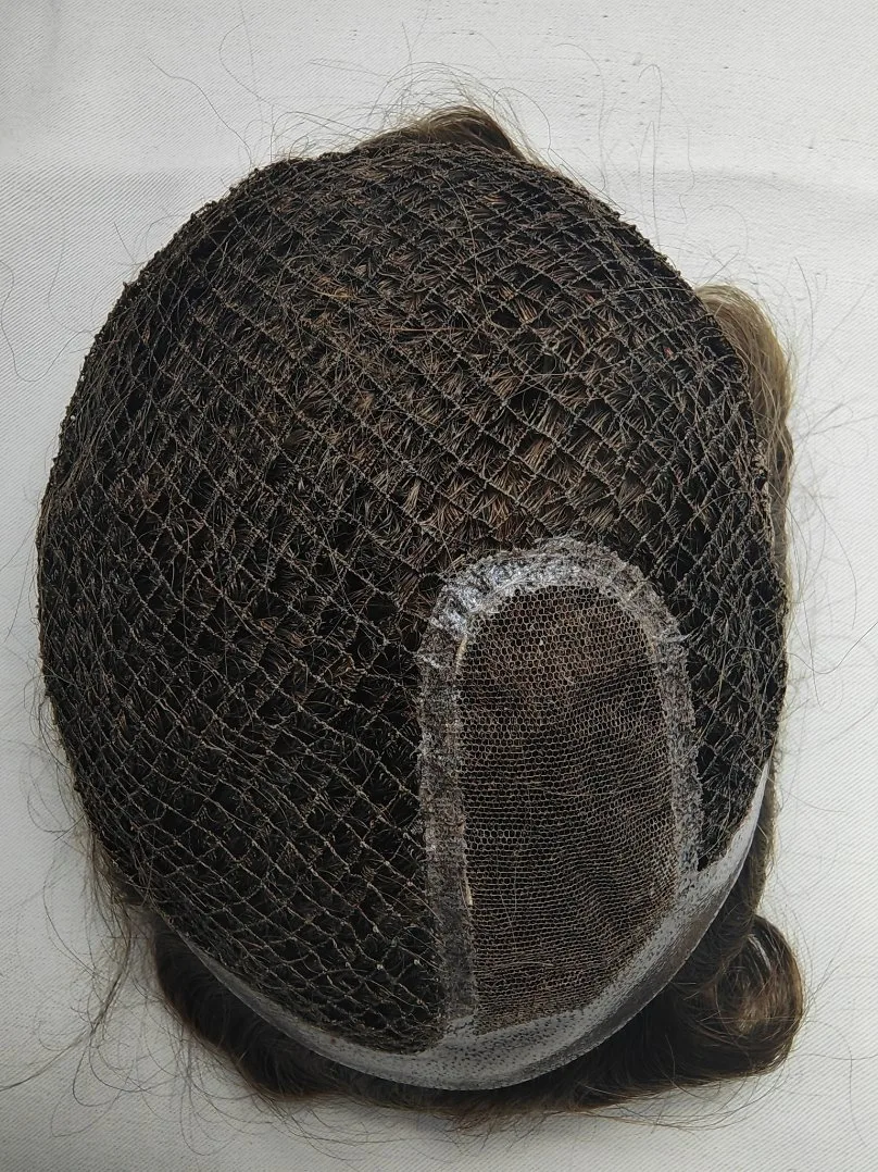 Custom Made Integration Hairpiece Made of Remy Human Hair/Fish Net/Swiss Lace