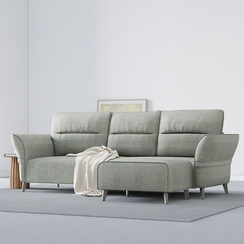 Modern Sofa Set with Roll Arm with Linen Fabric, with Ottoman