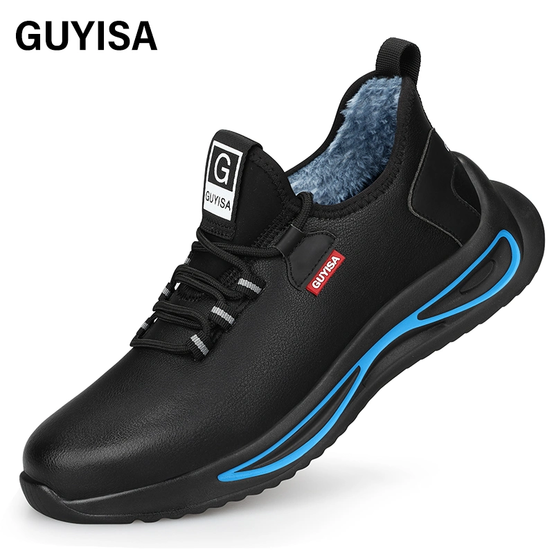 Guyisa Factory Direct Sales Safety Shoes Soft Microfiber Leather Work Site Wear-Resistant Rubber Sole Steel Toe