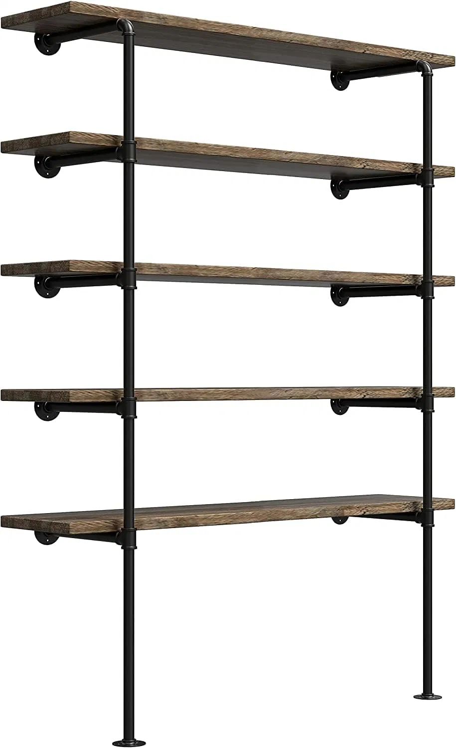 La venta como Hot Cakes pared industrial Monte tubería de hierro Estantes Estantes Soporte para estantes Retro Vintage Negro Estaño de madera