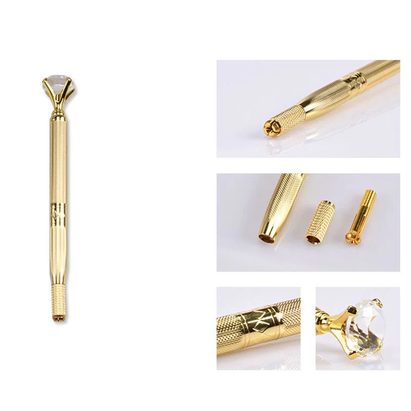 Manual de Ferramentas manuais de tatuagem para sobrancelhas Gold Champagne Silver Universal Diamond Manual Caneta de Microlantes para cuidados com tatuagens na pele