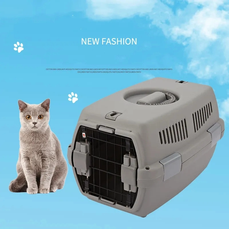تصميم صغير بلاستيك الكلاب القط صندوق حامل السيارات صندوق قفص الهواء حامل الكلاب المعتمد على شركة الطيران